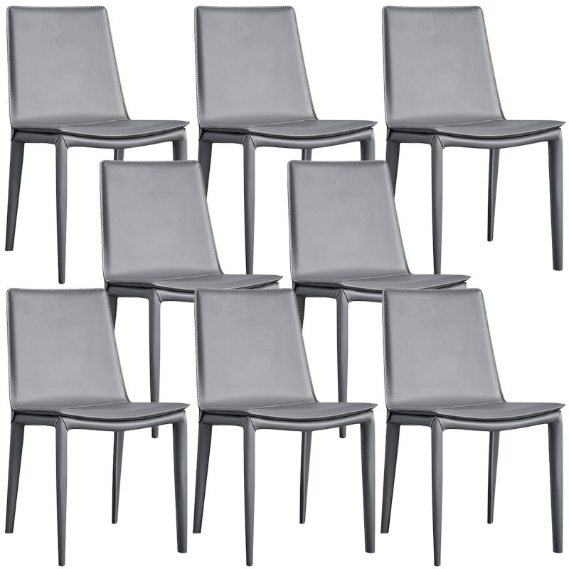 Designer Style Matte Finish Leather Side Chair Solid Back Home Dining Chair Grey 8 Piece Set Clearhalo 'Dining Chairs' 'Dining Tables & Seating' 'dining_chair' 'furn' 'furn_dining_chair' 'Furniture' 'Kitchen & Dining Furniture' 5247382