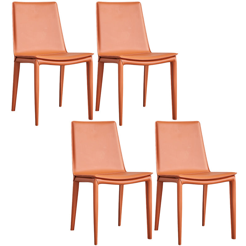 Designer Style Matte Finish Leather Side Chair Solid Back Home Dining Chair Orange 4 Piece Set Clearhalo 'Dining Chairs' 'Dining Tables & Seating' 'dining_chair' 'furn' 'furn_dining_chair' 'Furniture' 'Kitchen & Dining Furniture' 5247386
