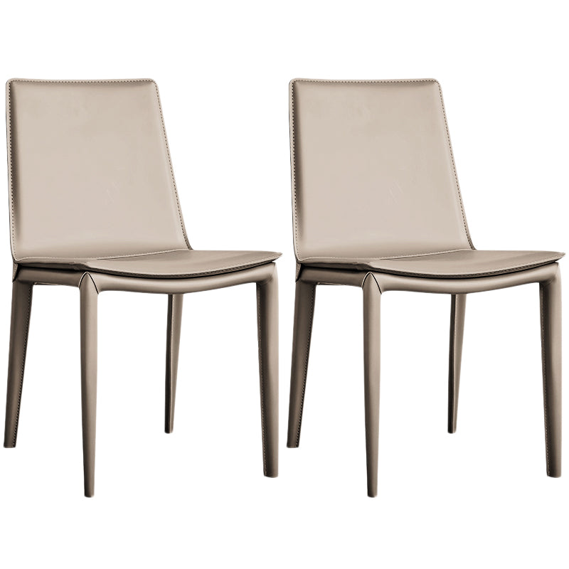 Designer Style Matte Finish Leather Side Chair Solid Back Home Dining Chair Light Khaki 2 Piece Set Clearhalo 'Dining Chairs' 'Dining Tables & Seating' 'dining_chair' 'furn' 'furn_dining_chair' 'Furniture' 'Kitchen & Dining Furniture' 5247391