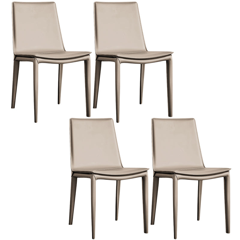 Designer Style Matte Finish Leather Side Chair Solid Back Home Dining Chair Light Khaki 4 Piece Set Clearhalo 'Dining Chairs' 'Dining Tables & Seating' 'dining_chair' 'furn' 'furn_dining_chair' 'Furniture' 'Kitchen & Dining Furniture' 5247394