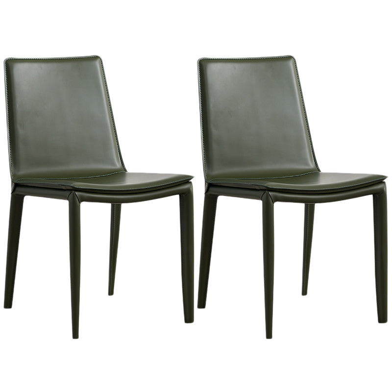 Designer Style Matte Finish Leather Side Chair Solid Back Home Dining Chair Blackish Green 2 Piece Set Clearhalo 'Dining Chairs' 'Dining Tables & Seating' 'dining_chair' 'furn' 'furn_dining_chair' 'Furniture' 'Kitchen & Dining Furniture' 5247399