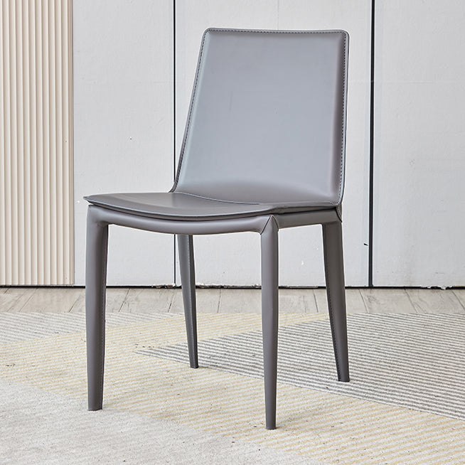 Designer Style Matte Finish Leather Side Chair Solid Back Home Dining Chair Clearhalo 'Dining Chairs' 'Dining Tables & Seating' 'dining_chair' 'furn' 'furn_dining_chair' 'Furniture' 'Kitchen & Dining Furniture' 5247401