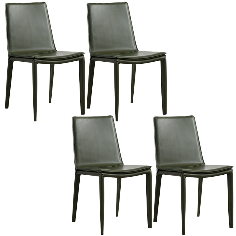 Designer Style Matte Finish Leather Side Chair Solid Back Home Dining Chair Blackish Green 4 Piece Set Clearhalo 'Dining Chairs' 'Dining Tables & Seating' 'dining_chair' 'furn' 'furn_dining_chair' 'Furniture' 'Kitchen & Dining Furniture' 5247402