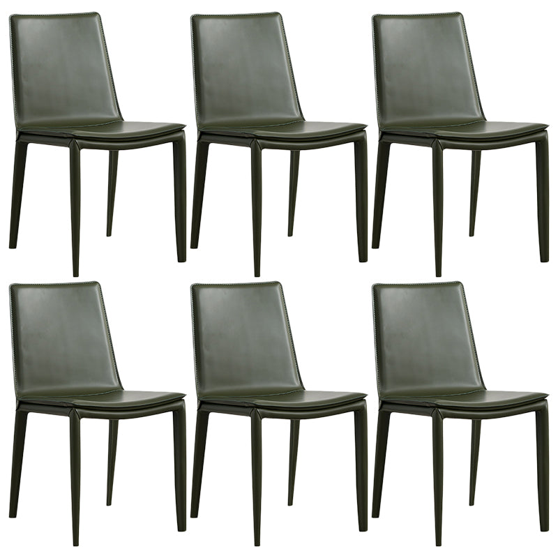 Designer Style Matte Finish Leather Side Chair Solid Back Home Dining Chair Blackish Green 6 Piece Set Clearhalo 'Dining Chairs' 'Dining Tables & Seating' 'dining_chair' 'furn' 'furn_dining_chair' 'Furniture' 'Kitchen & Dining Furniture' 5247404