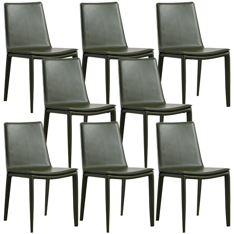 Designer Style Matte Finish Leather Side Chair Solid Back Home Dining Chair Blackish Green 8 Piece Set Clearhalo 'Dining Chairs' 'Dining Tables & Seating' 'dining_chair' 'furn' 'furn_dining_chair' 'Furniture' 'Kitchen & Dining Furniture' 5247405