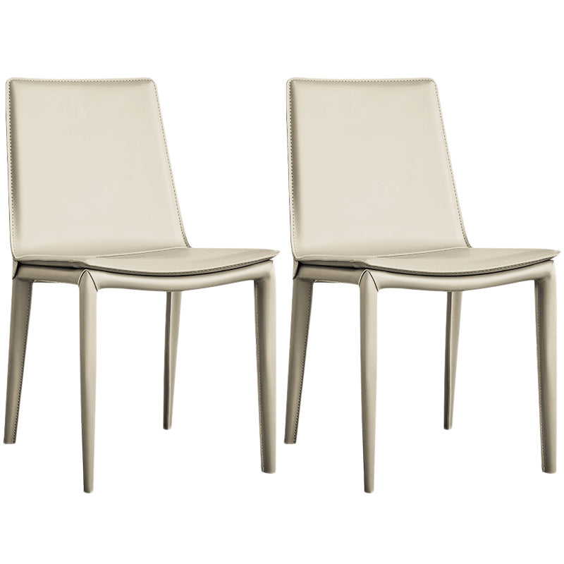 Designer Style Matte Finish Leather Side Chair Solid Back Home Dining Chair Off-White 2 Piece Set Clearhalo 'Dining Chairs' 'Dining Tables & Seating' 'dining_chair' 'furn' 'furn_dining_chair' 'Furniture' 'Kitchen & Dining Furniture' 5247406