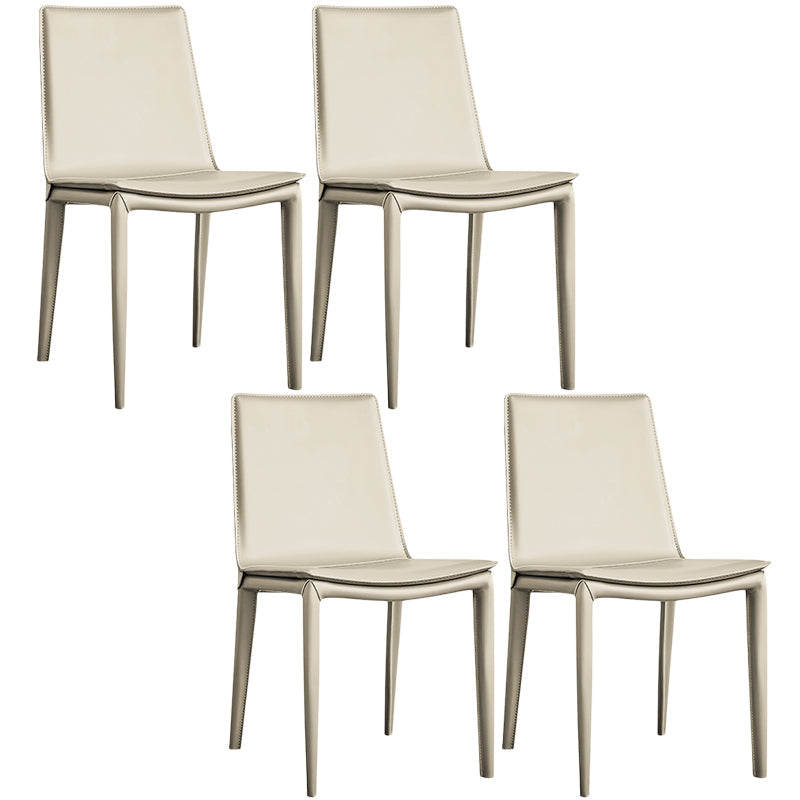 Designer Style Matte Finish Leather Side Chair Solid Back Home Dining Chair Off-White 4 Piece Set Clearhalo 'Dining Chairs' 'Dining Tables & Seating' 'dining_chair' 'furn' 'furn_dining_chair' 'Furniture' 'Kitchen & Dining Furniture' 5247407
