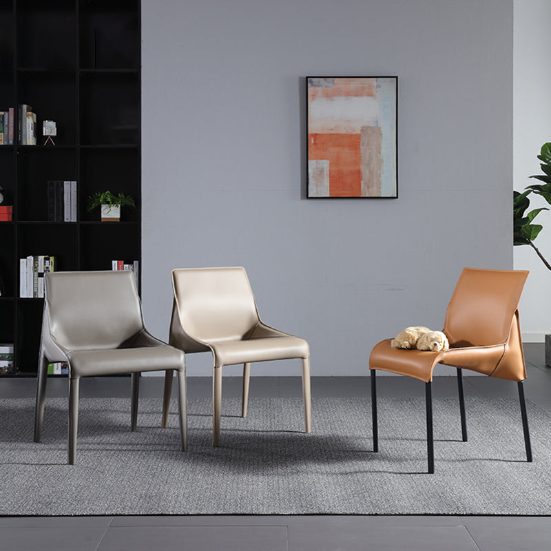 Designer Style Matte Finish Leather Side Chair Home Solid Back Dining Chair Clearhalo 'Dining Chairs' 'Dining Tables & Seating' 'dining_chair' 'furn' 'furn_dining_chair' 'Furniture' 'Kitchen & Dining Furniture' 5247413