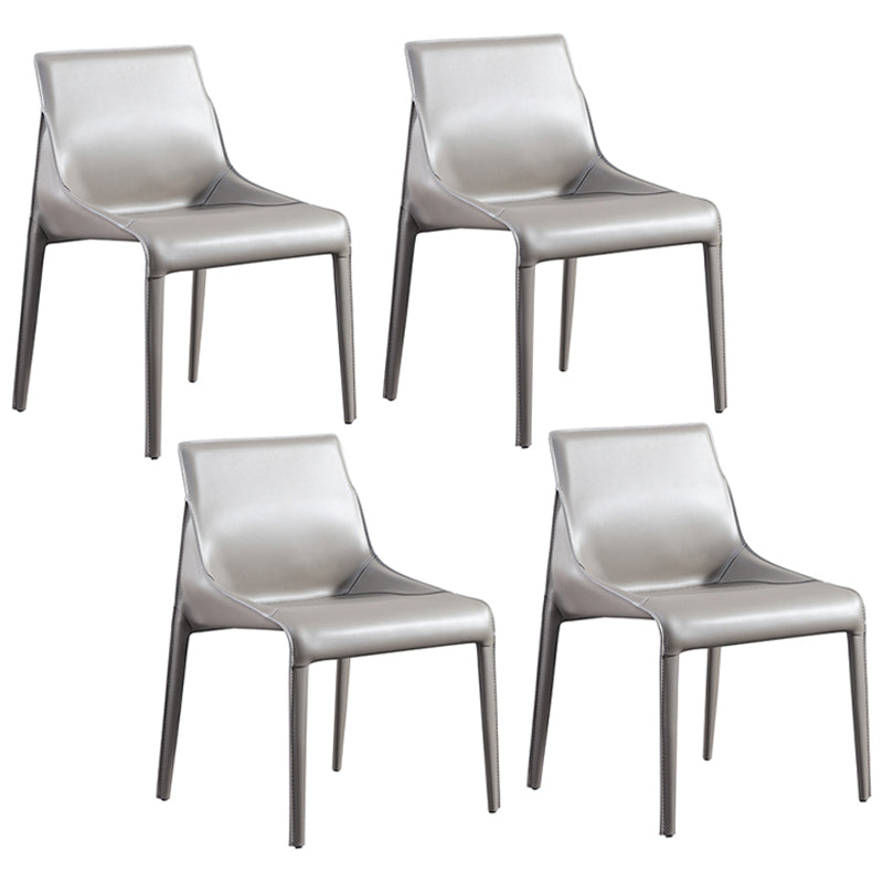 Designer Style Matte Finish Leather Side Chair Home Solid Back Dining Chair Grey 4 Piece Set Clearhalo 'Dining Chairs' 'Dining Tables & Seating' 'dining_chair' 'furn' 'furn_dining_chair' 'Furniture' 'Kitchen & Dining Furniture' 5247414