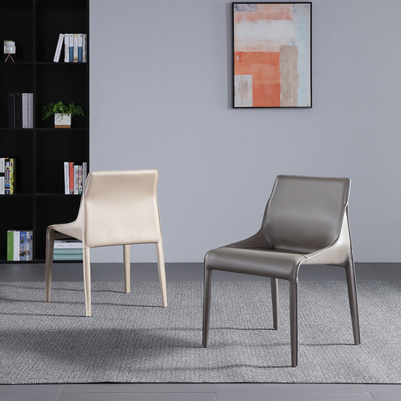 Designer Style Matte Finish Leather Side Chair Home Solid Back Dining Chair Clearhalo 'Dining Chairs' 'Dining Tables & Seating' 'dining_chair' 'furn' 'furn_dining_chair' 'Furniture' 'Kitchen & Dining Furniture' 5247415