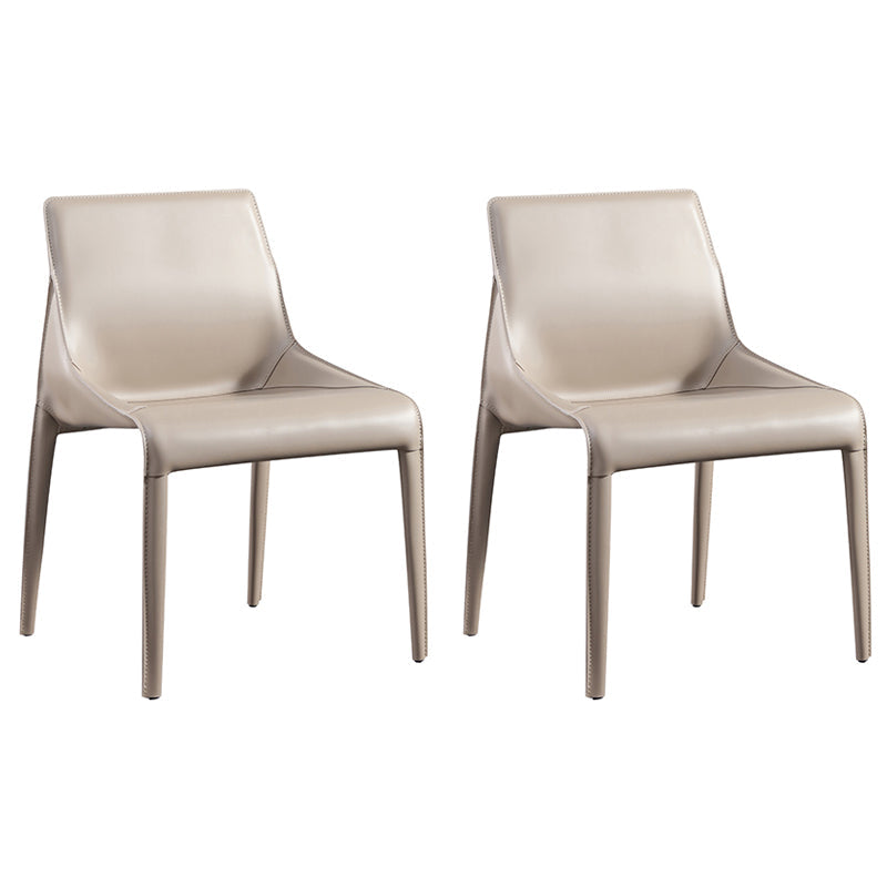 Designer Style Matte Finish Leather Side Chair Home Solid Back Dining Chair Khaki 2 Piece Set Clearhalo 'Dining Chairs' 'Dining Tables & Seating' 'dining_chair' 'furn' 'furn_dining_chair' 'Furniture' 'Kitchen & Dining Furniture' 5247429