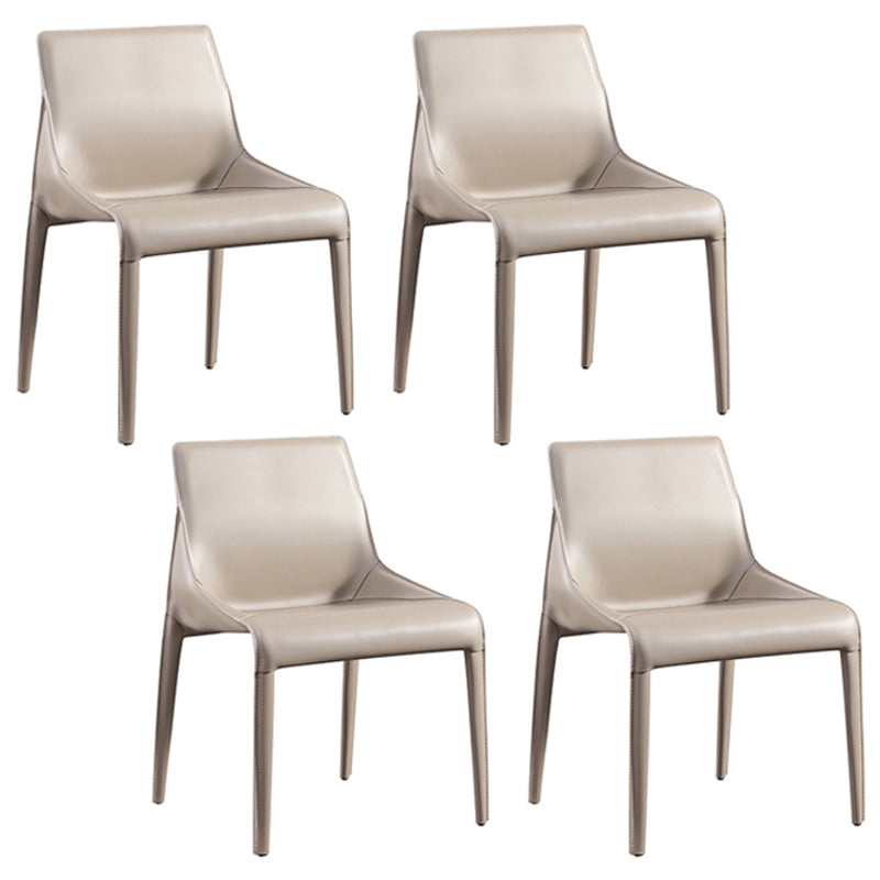 Designer Style Matte Finish Leather Side Chair Home Solid Back Dining Chair Khaki 4 Piece Set Clearhalo 'Dining Chairs' 'Dining Tables & Seating' 'dining_chair' 'furn' 'furn_dining_chair' 'Furniture' 'Kitchen & Dining Furniture' 5247430