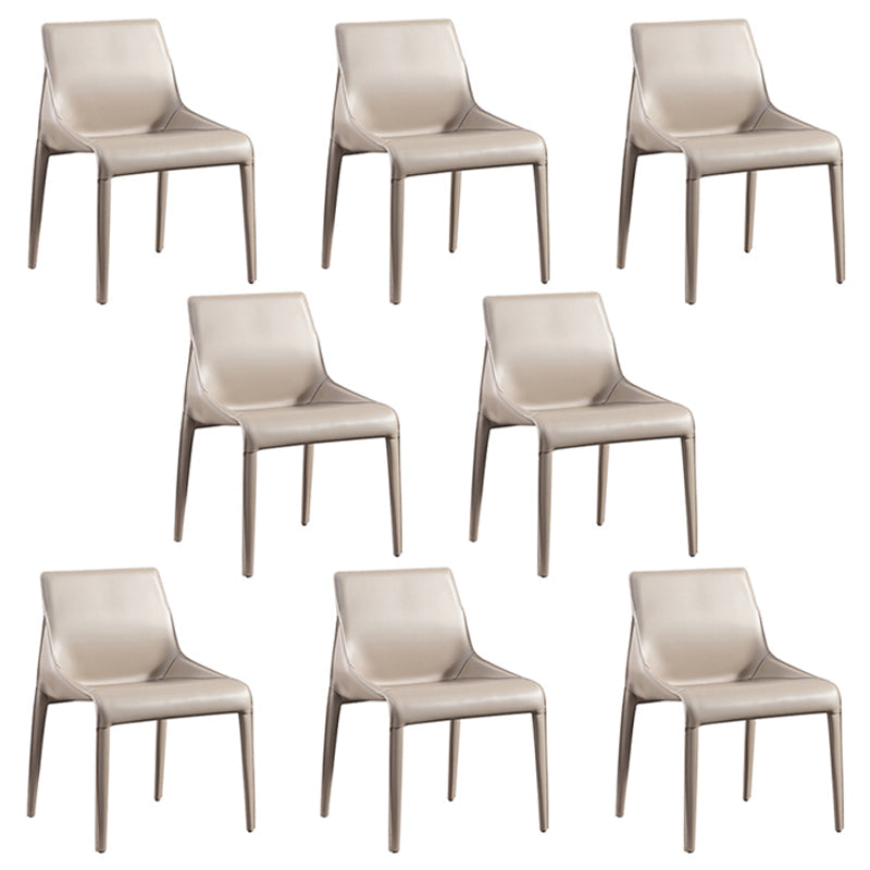 Designer Style Matte Finish Leather Side Chair Home Solid Back Dining Chair Khaki 8 Piece Set Clearhalo 'Dining Chairs' 'Dining Tables & Seating' 'dining_chair' 'furn' 'furn_dining_chair' 'Furniture' 'Kitchen & Dining Furniture' 5247432