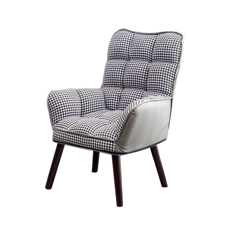 Linen Arms Included Chair 27.5"L x 20.8"W x 39.3" H Chair for Living Room Gray Houndstooth Without Ottoman Clearhalo 'Accent Chairs' 'accent_chairs' 'Chairs & Seating' 'furn' 'furn_accent_chairs' 'Furniture' 'Living Room Furniture' 5247667