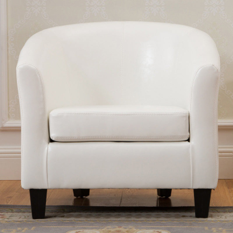 Faux Leather Accent Chair 28.34" L x 28.34" W x 25.59" H Barrel Chair White Clearhalo 'Accent Chairs' 'accent_chairs' 'Chairs & Seating' 'furn' 'furn_accent_chairs' 'Furniture' 'Living Room Furniture' 5247688