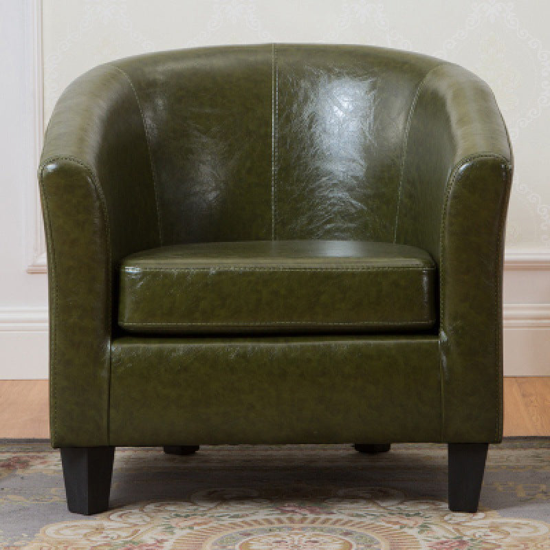 Faux Leather Accent Chair 28.34" L x 28.34" W x 25.59" H Barrel Chair Army Green Clearhalo 'Accent Chairs' 'accent_chairs' 'Chairs & Seating' 'furn' 'furn_accent_chairs' 'Furniture' 'Living Room Furniture' 5247689