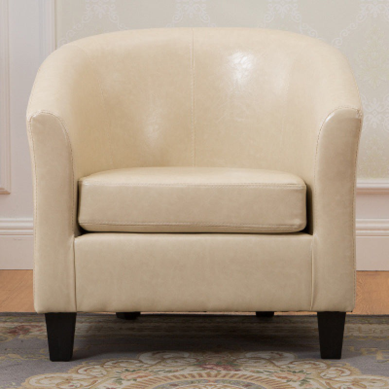 Faux Leather Accent Chair 28.34" L x 28.34" W x 25.59" H Barrel Chair Beige Clearhalo 'Accent Chairs' 'accent_chairs' 'Chairs & Seating' 'furn' 'furn_accent_chairs' 'Furniture' 'Living Room Furniture' 5247691