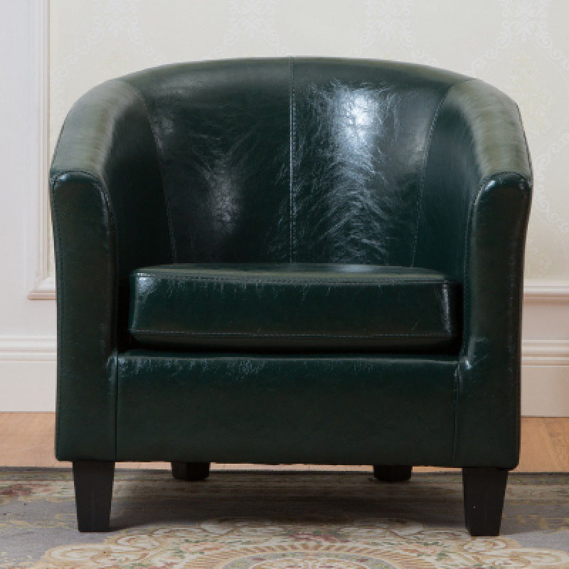 Faux Leather Accent Chair 28.34" L x 28.34" W x 25.59" H Barrel Chair Blackish Green Clearhalo 'Accent Chairs' 'accent_chairs' 'Chairs & Seating' 'furn' 'furn_accent_chairs' 'Furniture' 'Living Room Furniture' 5247692