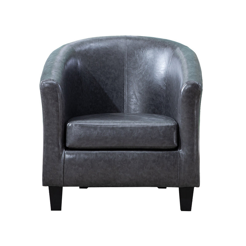 Faux Leather Accent Chair 28.34" L x 28.34" W x 25.59" H Barrel Chair Grey Clearhalo 'Accent Chairs' 'accent_chairs' 'Chairs & Seating' 'furn' 'furn_accent_chairs' 'Furniture' 'Living Room Furniture' 5247694