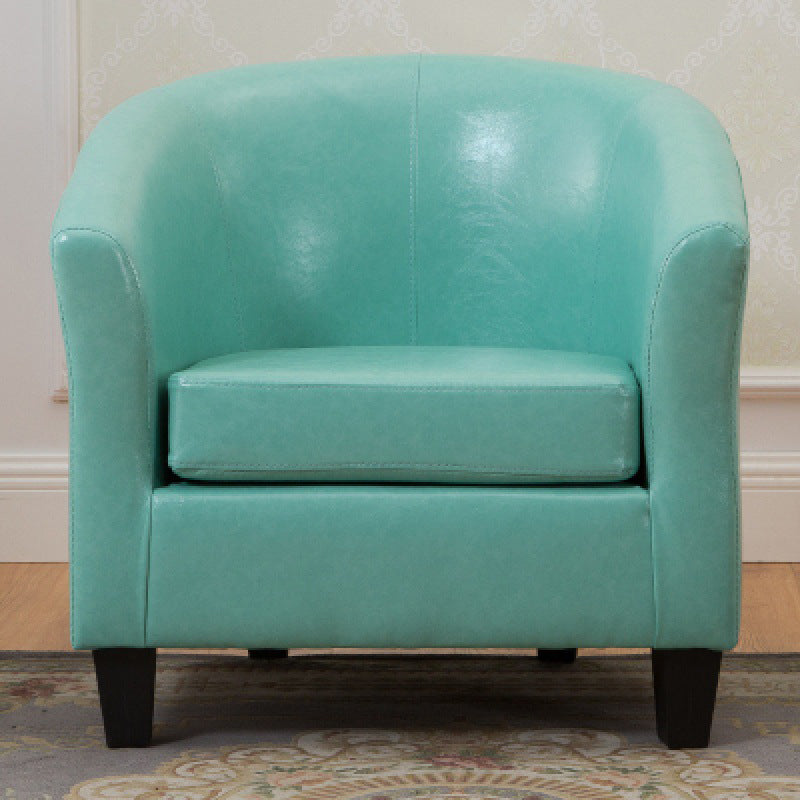 Faux Leather Accent Chair 28.34" L x 28.34" W x 25.59" H Barrel Chair Light Green Clearhalo 'Accent Chairs' 'accent_chairs' 'Chairs & Seating' 'furn' 'furn_accent_chairs' 'Furniture' 'Living Room Furniture' 5247698