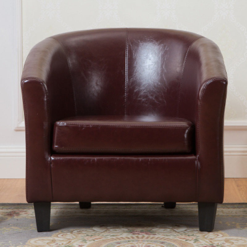 Faux Leather Accent Chair 28.34" L x 28.34" W x 25.59" H Barrel Chair Purple-Red Clearhalo 'Accent Chairs' 'accent_chairs' 'Chairs & Seating' 'furn' 'furn_accent_chairs' 'Furniture' 'Living Room Furniture' 5247699