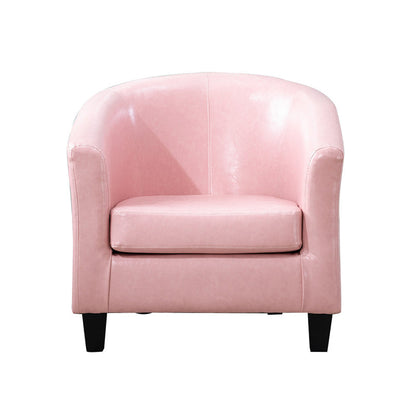 Faux Leather Accent Chair 28.34" L x 28.34" W x 25.59" H Barrel Chair Light Pink Clearhalo 'Accent Chairs' 'accent_chairs' 'Chairs & Seating' 'furn' 'furn_accent_chairs' 'Furniture' 'Living Room Furniture' 5247701