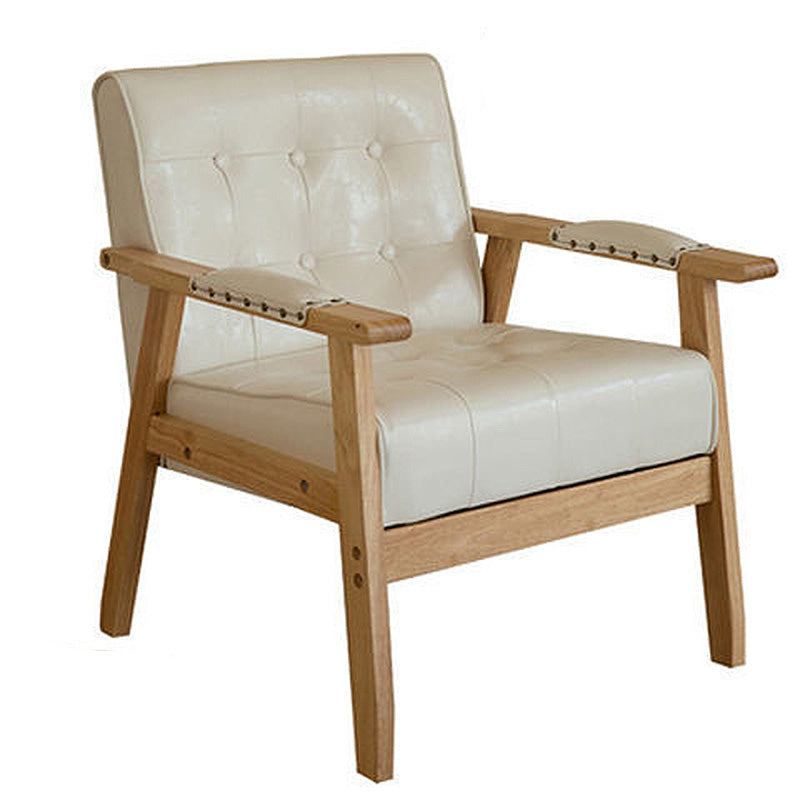 Modern 25.5"W PU Arm Chair with Basic Four Legs and Tufted Back for Office White Clearhalo 'Accent Chairs' 'accent_chairs' 'Chairs & Seating' 'furn' 'furn_accent_chairs' 'Furniture' 'Living Room Furniture' 5247806