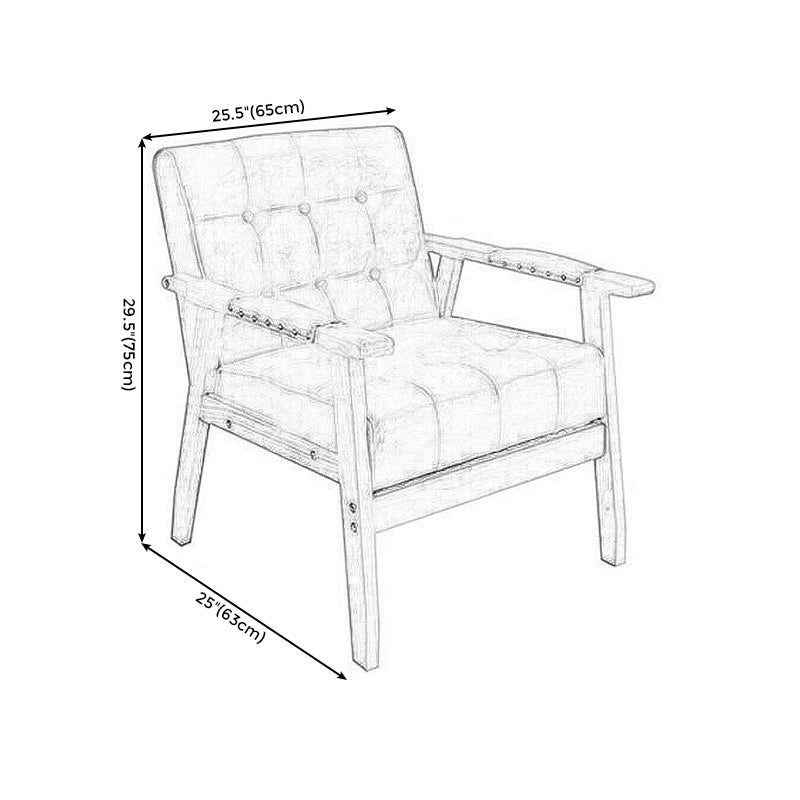 Modern 25.5"W PU Arm Chair with Basic Four Legs and Tufted Back for Office Clearhalo 'Accent Chairs' 'accent_chairs' 'Chairs & Seating' 'furn' 'furn_accent_chairs' 'Furniture' 'Living Room Furniture' 5247816