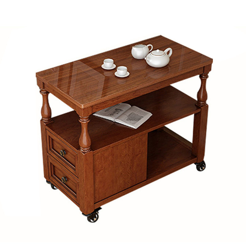 13.7" W X 23.6" H Farmhouse Wood Side Table Two-Drawer Side Table with Wheels Clearhalo 'Coffee & Accent Tables' 'End & Side Tables' 'end_side_tables' 'furn' 'furn_end_side_tables' 'Furniture' 'Living Room Furniture' 5247860