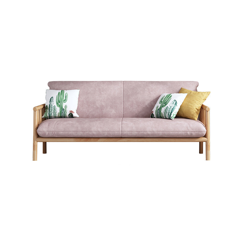 木製ベースのフェイクレザースカンジナビアスクエアアームソファ-30.3 "H