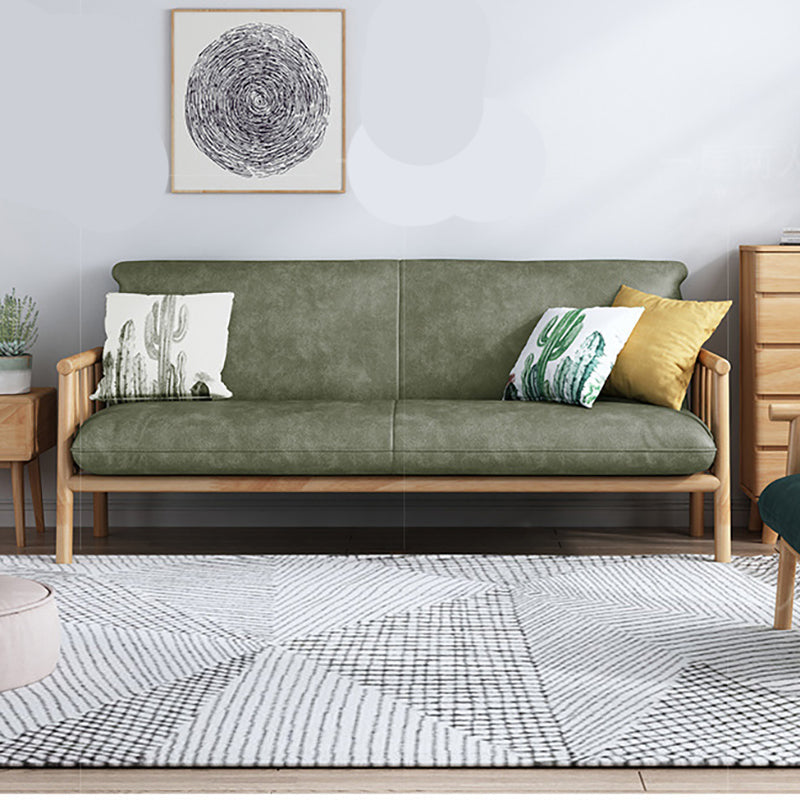 木製ベースのフェイクレザースカンジナビアスクエアアームソファ-30.3 "H