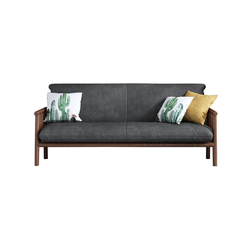 木製ベースのフェイクレザースカンジナビアスクエアアームソファ-30.3 "H