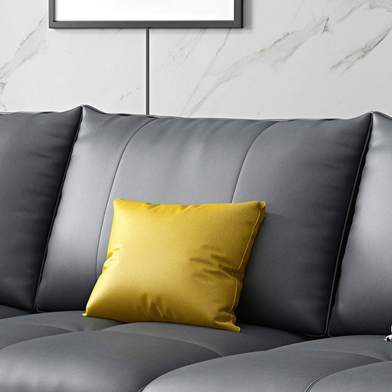 Sofa standard contemporain authentique en cuir carré avec dos lâche pour le salon