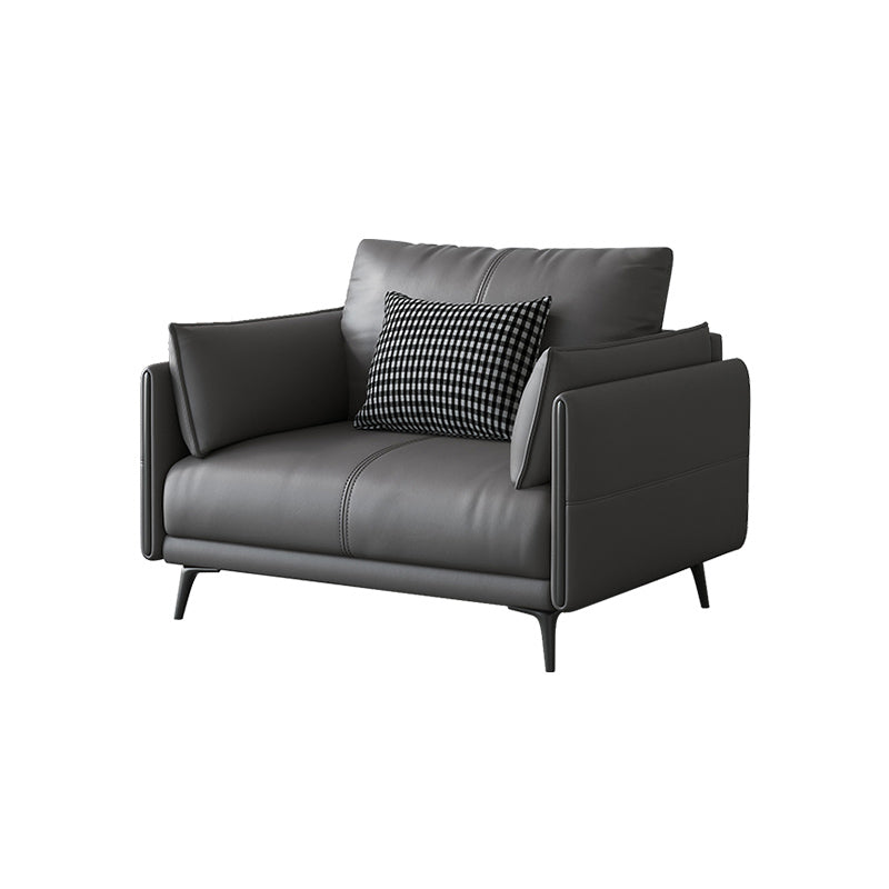 Sofa standard contemporain authentique en cuir carré avec dos lâche pour le salon