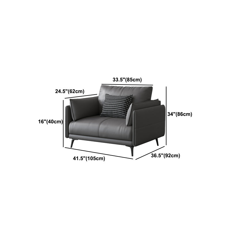 Sofa standard contemporain authentique en cuir carré avec dos lâche pour le salon
