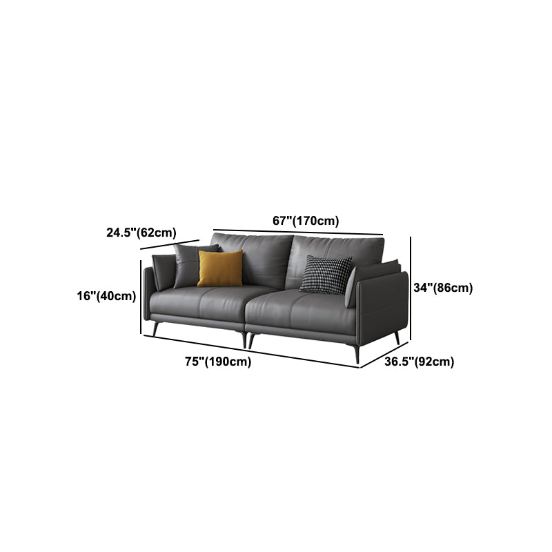 Sofa standard contemporain authentique en cuir carré avec dos lâche pour le salon
