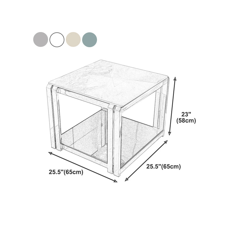 棚付きの石の上端テーブルグラムフレームソファのサイドテーブルリビングルーム