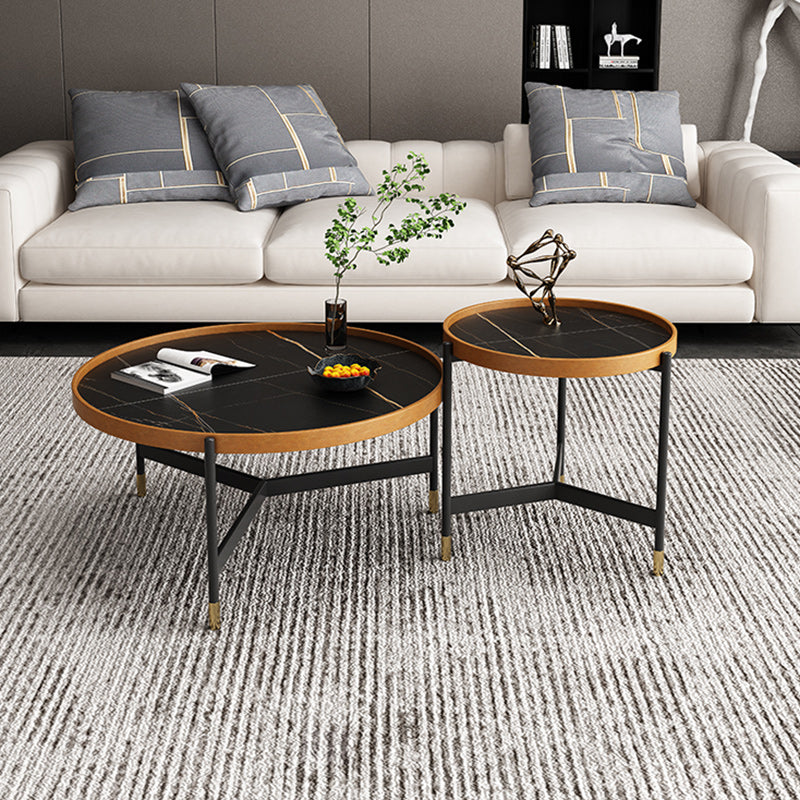 Modern Slate Tray Top 3 Legs Coffee Table White/Black Round Table Black Clearhalo 'Coffee & Accent Tables' 'Coffee Tables' 'coffee_tables' 'furn' 'furn_coffee_tables' 'Furniture' 'Living Room Furniture' 5248030