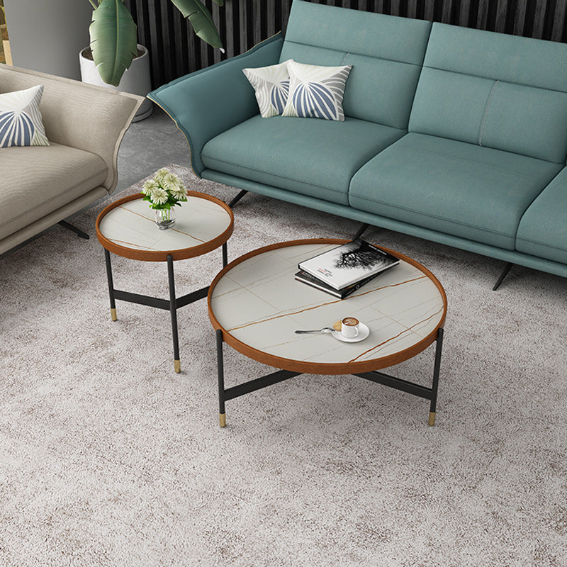 Modern Slate Tray Top 3 Legs Coffee Table White/Black Round Table Clearhalo 'Coffee & Accent Tables' 'Coffee Tables' 'coffee_tables' 'furn' 'furn_coffee_tables' 'Furniture' 'Living Room Furniture' 5248035