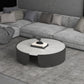 Modern Style White/black Rock Slab Top Round Metal Craft Coffee Table 35.5"L x 35.5"W x 14"H Gray Clearhalo 'Coffee & Accent Tables' 'Coffee Tables' 'coffee_tables' 'furn' 'furn_coffee_tables' 'Furniture' 'Living Room Furniture' 5248044
