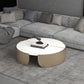 Modern Style White/black Rock Slab Top Round Metal Craft Coffee Table 35.5"L x 35.5"W x 14"H White Gold Clearhalo 'Coffee & Accent Tables' 'Coffee Tables' 'coffee_tables' 'furn' 'furn_coffee_tables' 'Furniture' 'Living Room Furniture' 5248050