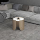 Modern Style White/black Rock Slab Top Round Metal Craft Coffee Table 20"L x 20"W x 18"H White Gold Clearhalo 'Coffee & Accent Tables' 'Coffee Tables' 'coffee_tables' 'furn' 'furn_coffee_tables' 'Furniture' 'Living Room Furniture' 5248051