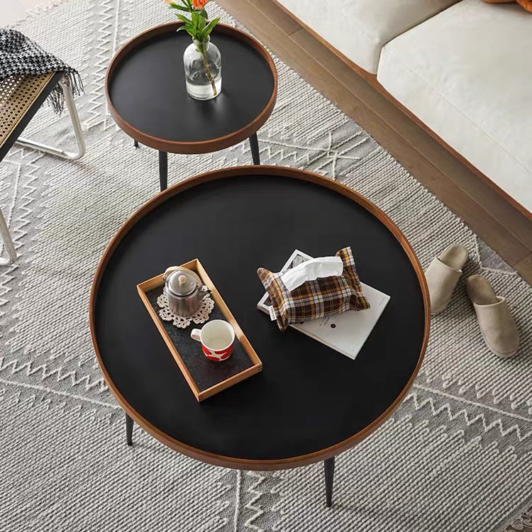 Runder Couchtisch mit Holzakzenten, 4 Beine, moderner Kaffee- und Cocktailtisch
