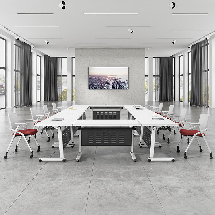 Bureau de bureau en bois fabriqué blanc Bureau de pliage moderne avec roues