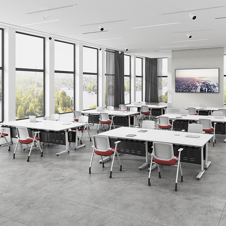 Bureau de bureau en bois fabriqué blanc Bureau de pliage moderne avec roues