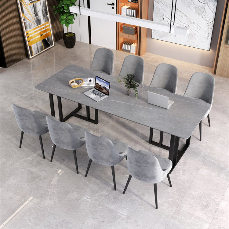 Scrivania per ufficio in stile moderno scrivania di pietra sinterizzata con gambe metalliche