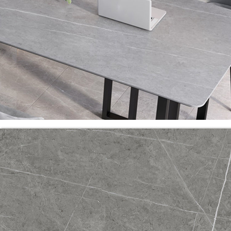 Scrivania per ufficio in stile moderno scrivania di pietra sinterizzata con gambe metalliche