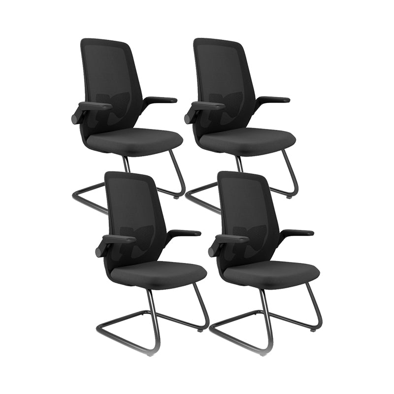 Adjustable Arms Office Chair Contemporary Mesh Back Task Chair Black 4 Piece Set Steel Clearhalo 'furn' 'furn_office_chair' 'Furniture' 'Office Chairs' 'Office Furniture' 'office_chair' 5248850