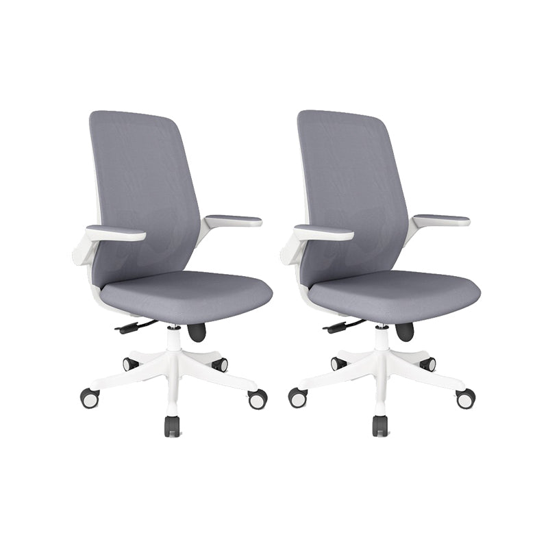 Adjustable Arms Office Chair Contemporary Mesh Back Task Chair Grey 2 Piece Set Nylon Clearhalo 'furn' 'furn_office_chair' 'Furniture' 'Office Chairs' 'Office Furniture' 'office_chair' 5248859