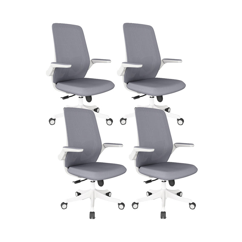 Adjustable Arms Office Chair Contemporary Mesh Back Task Chair Grey 4 Piece Set Nylon Clearhalo 'furn' 'furn_office_chair' 'Furniture' 'Office Chairs' 'Office Furniture' 'office_chair' 5248862